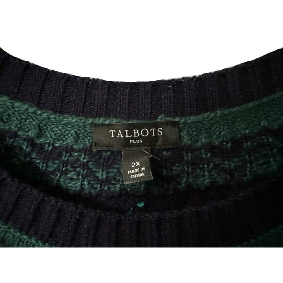 NEW Talbots Womens Size 2X Navy Whimsy Christmas Fair Isle Embellished Sweater - Picture 7 of 9